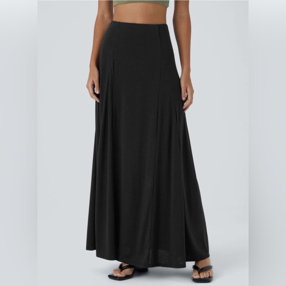 NWT Halara High Waisted Side Zipper Maxi Casual Flare Skirt Size Medium - Picture 2 of 14